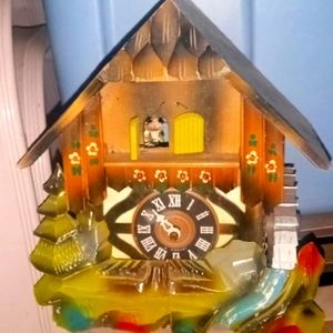 Vintage Donauwellen musical sawmill wooden cuckoo clock